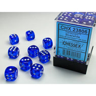 Translucent 12mm D6 Blue/White (36) - CHX23806