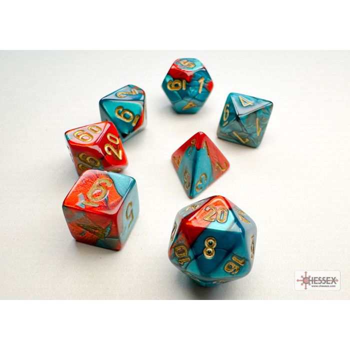 Mini-hedral Gemini Red-Teal/Gold - 7 Die Set (CHX20662)