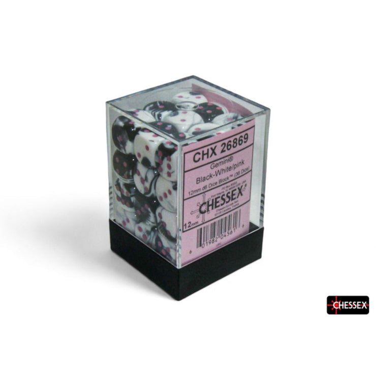 Gemini 12mm D6 Black-White/Pink (36) (CHX26869)