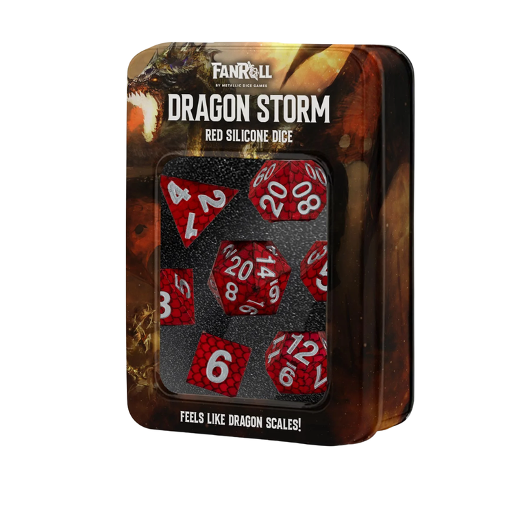 D&D Dragon Scale Silicone Dice Set - Red (FanRoll)