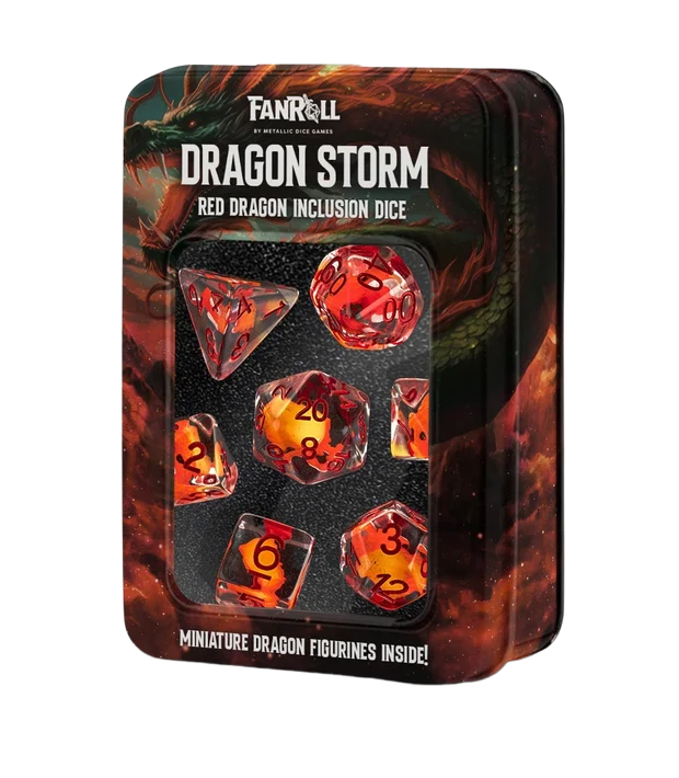 Dragon Storm Inclusion Resin Dice Set - Red (FanRoll)