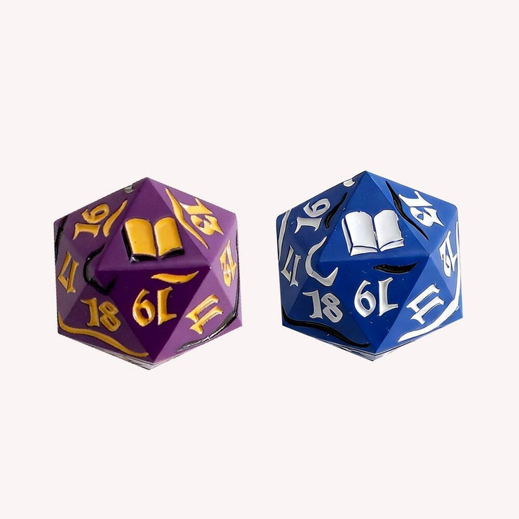 Dual Spindown Dice - Mage Blue/White & Purple/Gold (LPG)