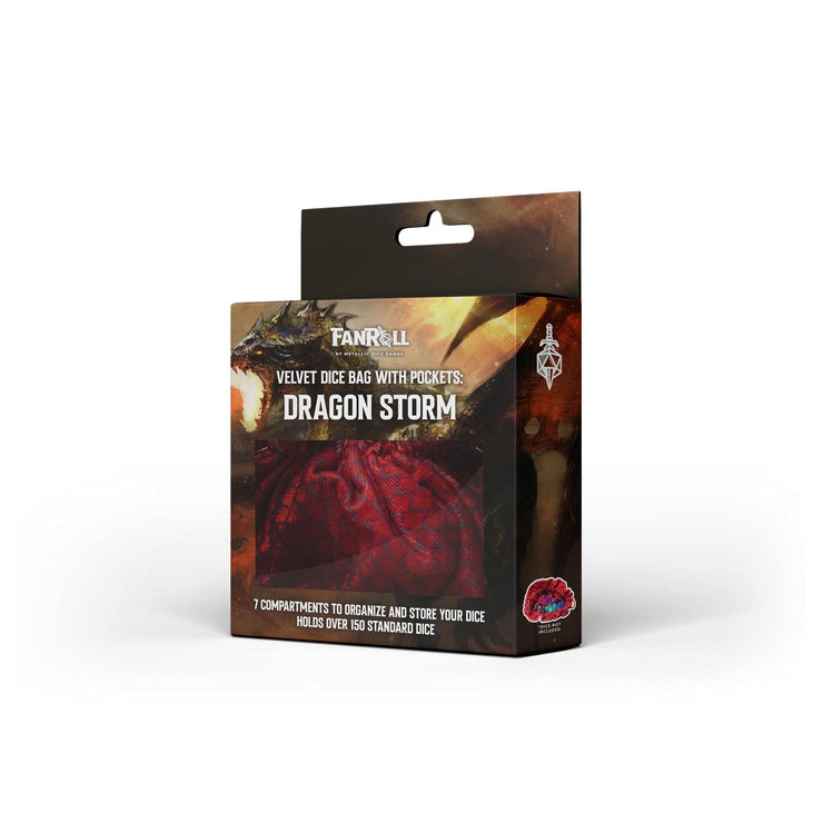 MDG Dragon Storm Velvet Compartment Dice Bag: Red Dragon Scales