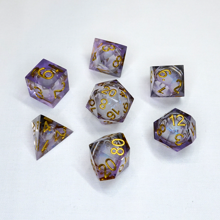 Liquid Core Sharp Edge Resin Dice Set - Molten Cauldron (CC)