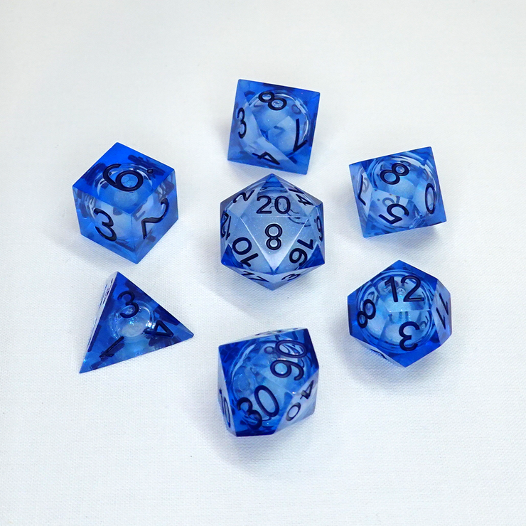 Liquid Core Sharp Edge Resin Dice Set - Molten Eclipse (CC)