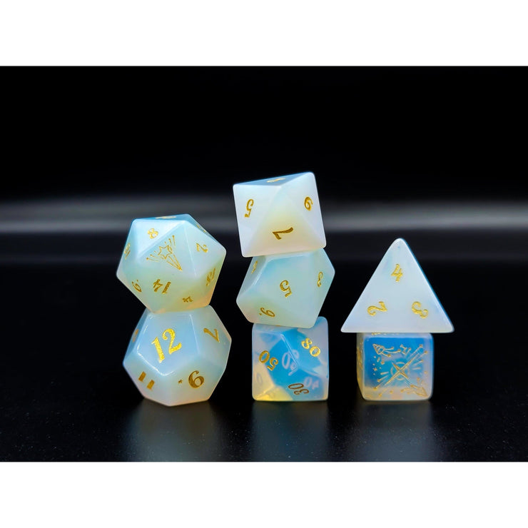 Festive Opalite - Semi Precious Stone RPG Dice Set