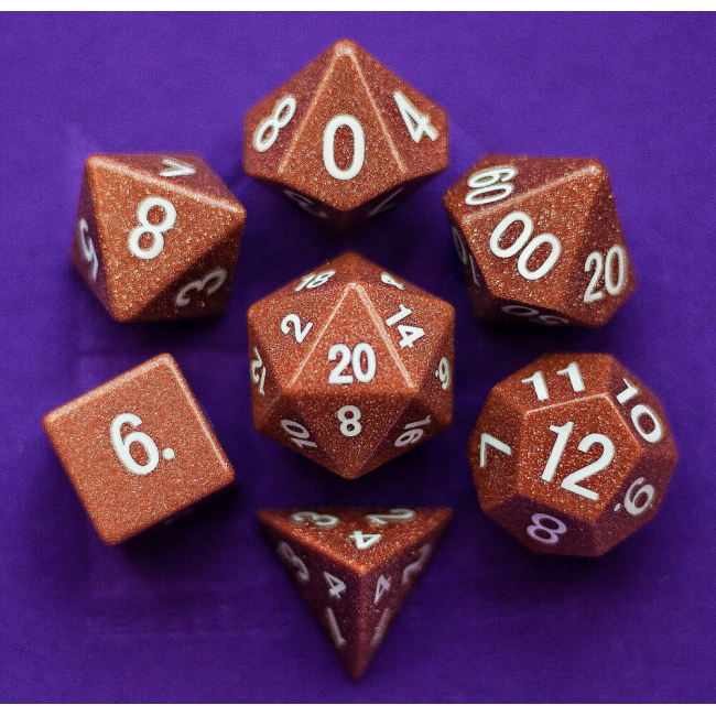 MDG Gemstone Dice Set - Goldstone