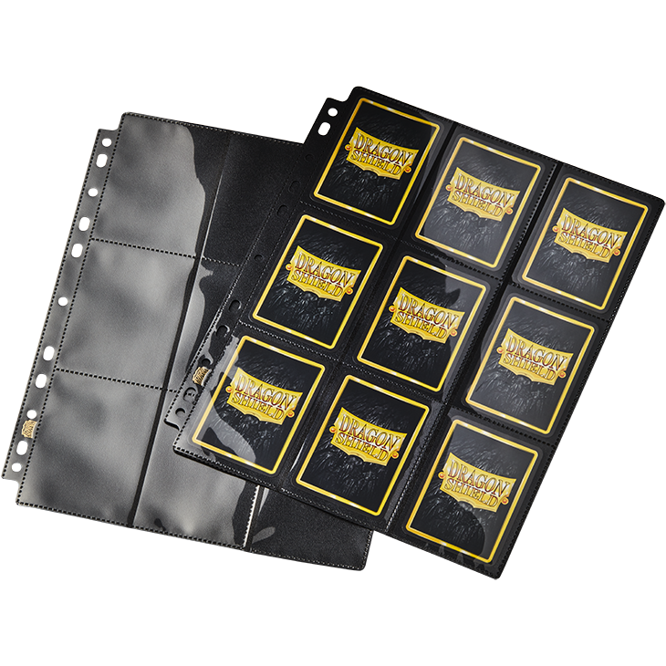 Dragon Shield: 18 Pocket Side Loading Pages (Single Page) Black