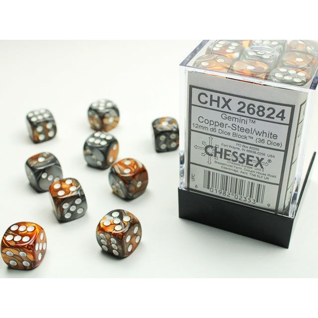 Gemini 12mm D6 Copper-Steel/White (36) (CHX26824)