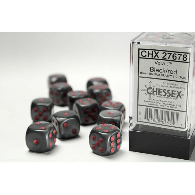 Velvet 16mm D6 Black/Red (12) (CHX27678)