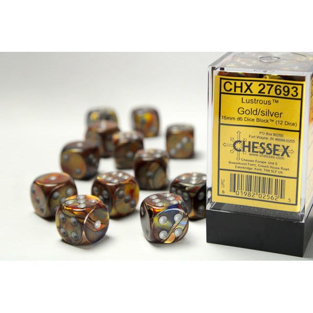 Lustrous 16mm D6 Gold/Silver (12) (CHX27693)