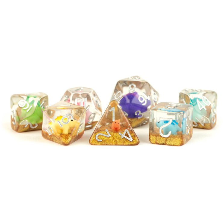 MDG Resin Dice Set - Rainbow Dinosaur