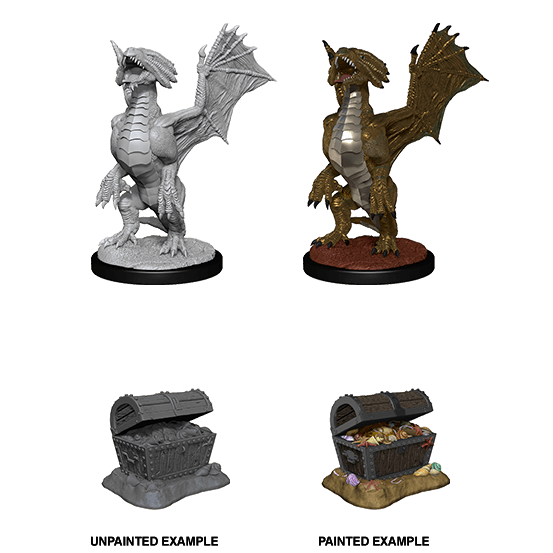 Bronze Dragon Wyrmling & Pile of Sea Found Treasure - D&D Nolzur’s Minis