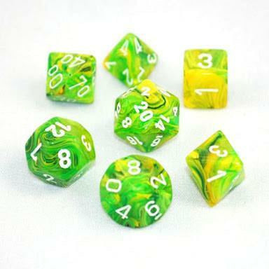 Vortex Dandelion w/ White - 7 Dice Set (CHX 27452)