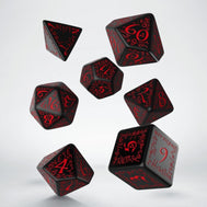 Elvish Black & Red Dice Set (7)