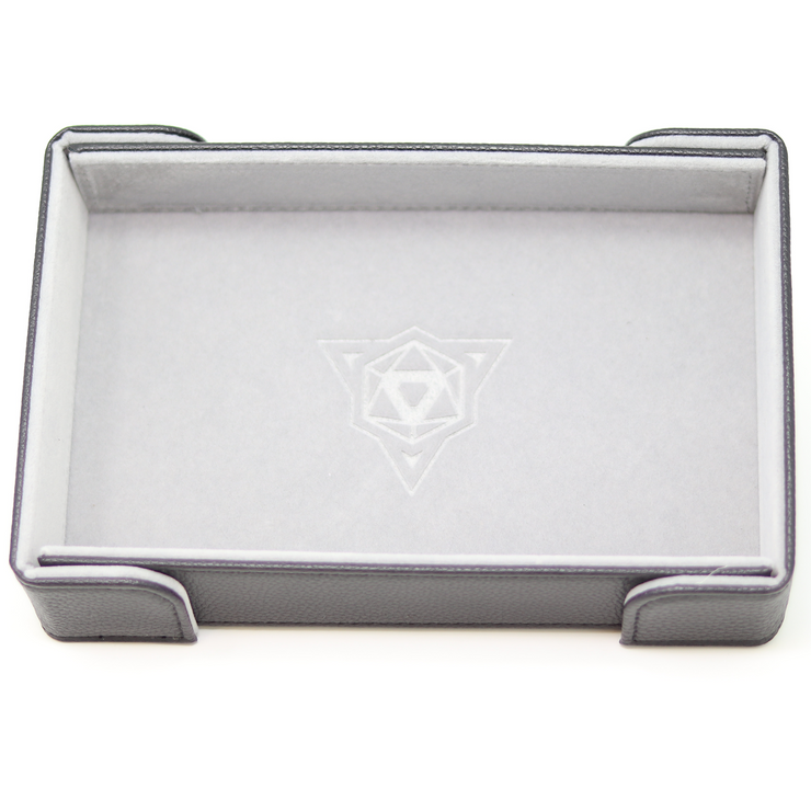 Folding Rectangle Magnetic Dice Tray: Gray Velvet