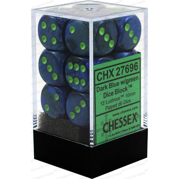 Lustrous 16mm D6 Dark Blue/Green (12) (CHX27696)